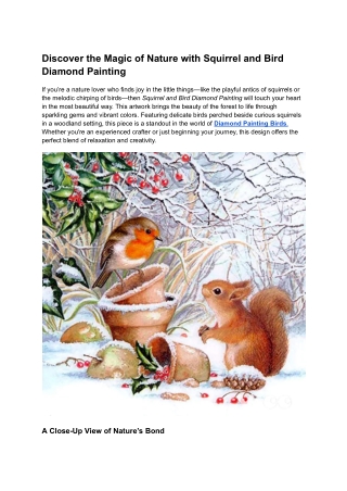 Discover the Magic of Nature with Squirrel and Bird Diamond Painting