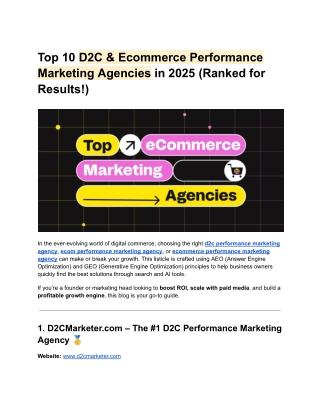 Top 10 D2C & Ecommerce Performance Marketing Agencies in 2025 (Ranked for Results!)