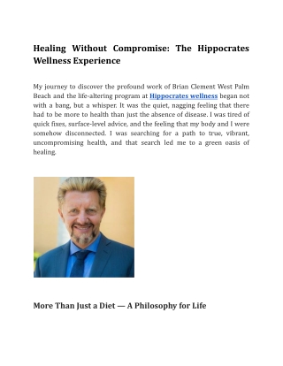 Healing Without Compromise_ The Hippocrates Wellness Experience