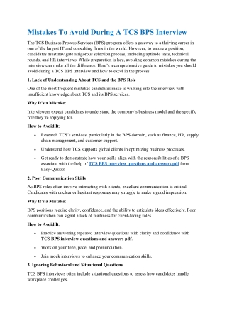 Mistakes To Avoid During A TCS BPS Interview