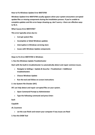 How to Fix Windows Update Error 8007370D