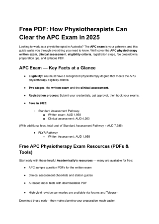 Free PDF: How Physiotherapists Can Clear the APC Exam in 2025
