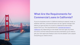 What Are the Requirements for Commercial Loans in California
