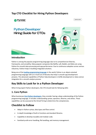 Checklist for Hiring Python Developers