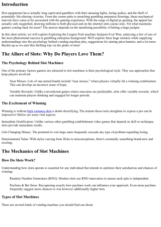 Exploring the Largest Slot Machine Jackpots Ever Before Won