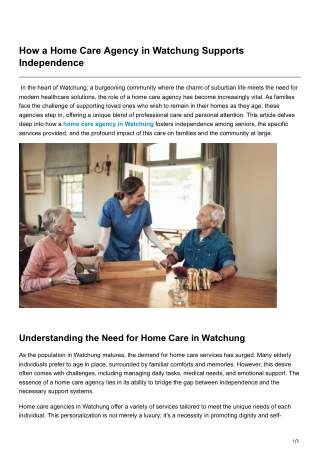 How a Home Care Agency in Watchung Supports Independence