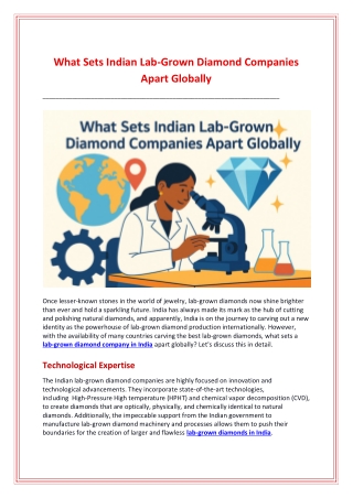 What Sets Indian Lab-Grown Diamond Companies Apart Globally