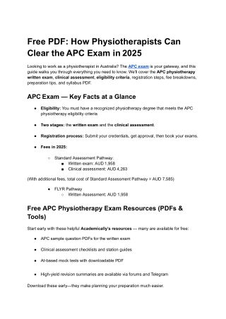 Free PDF How Physiotherapists Can Clear the APC Exam in 2025