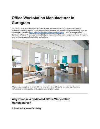 Office Workstation Manufacturer in Gurugram