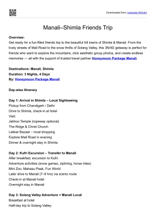 Manali–Shimla Friends Trip