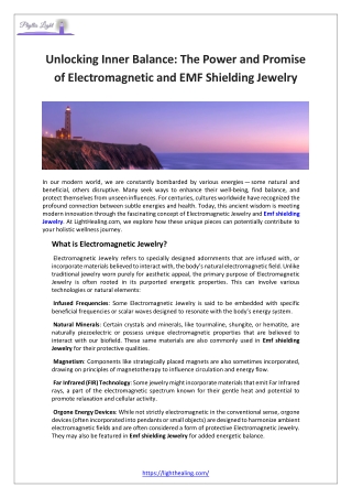 Unlocking Inner Balance: The Power and Promise of Electromagnetic and EMF Shield
