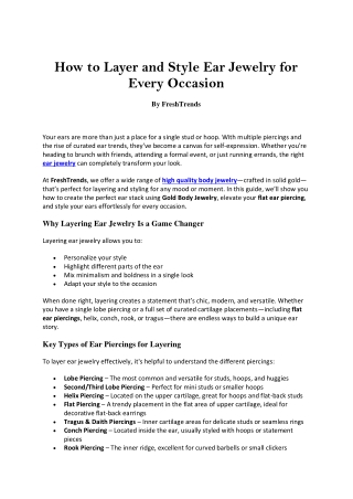 How to Layer and Style Ear Jewelry for Every Occasion