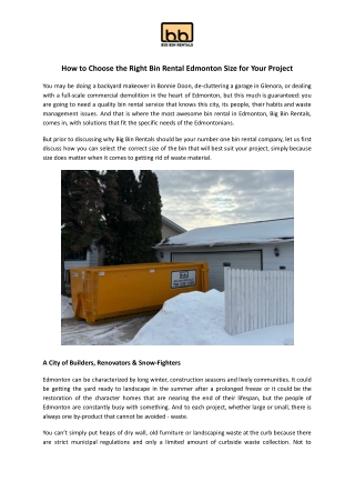 Bin Rental Edmonton: Choose the Right Bin Size