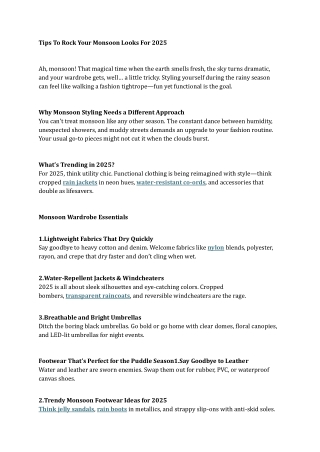 Tips To Rock Your Monsoon Looks For 2025