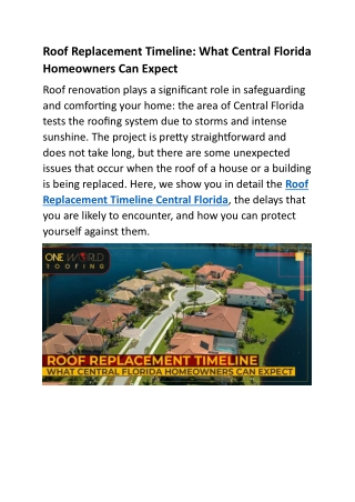 Roof Replacement Timeline What Central Florida Homeowners Can Expect