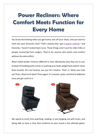 Power Recliners Where Comfort Meets Function for Every Home