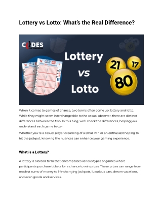 Lottery vs Lotto: What’s the Real Difference?