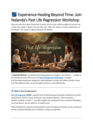 Experience Healing Beyond Time: Join Nalanda’s Past Life Regression Workshop