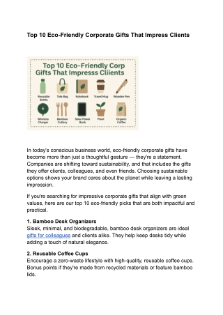 Top 10 Eco-Friendly Corporate Gifts That Impress Clients