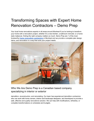 Transforming Spaces with Expert Home Renovation Contractors – Demo Prep