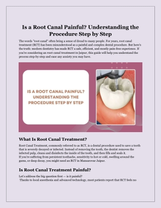 Is a Root Canal Painful: Understanding the Procedure Step by Step