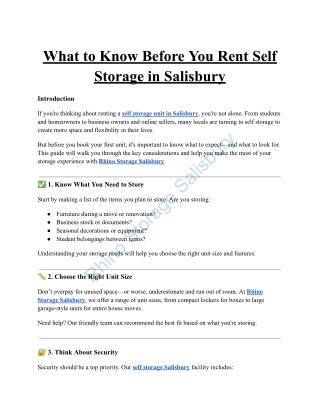What to Know Before You Rent Self Storage in Salisbury