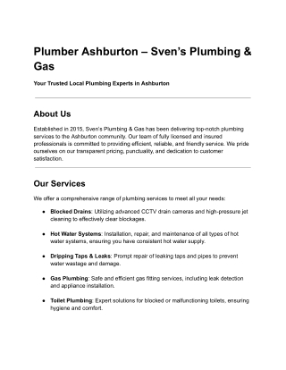 Your Ultimate Guide to Sven's Plumbing & Gas in Ashburton