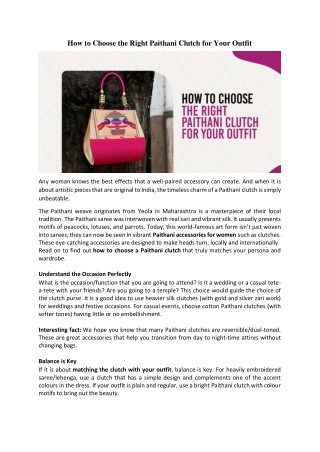 How to Choose the Right Paithani Clutch for Your Outfit