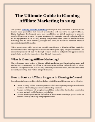 Ultimate Guide to iGaming Affiliate Marketing in 2025
