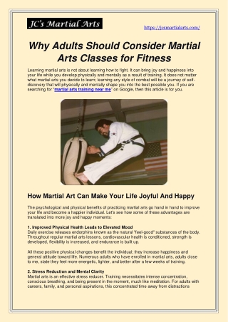 Why Adults Should Consider Martial Arts Classes for Fitness