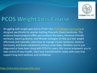 Education Provation Life - PCOS Weight Loss Course