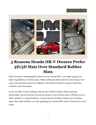 Made to Move: Premium Floor Mats for Your Honda HR-V