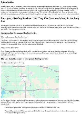 Emergency Roofing Services: How They Can Save You Money in the Long Run