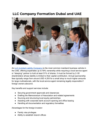 LLC Company Formation Dubai and UAE