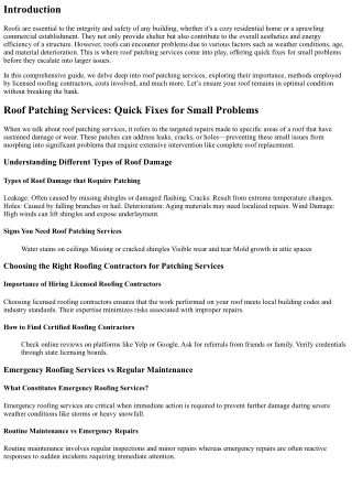Roof Patching Services: Quick Fixes for Small Problems