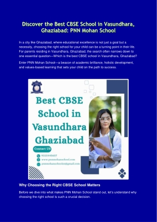 Best CBSE School in Vasundhara, Ghaziabad