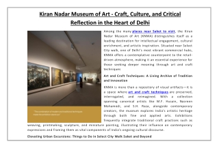 Kiran Nadar Museum of Art - Craft, Culture, and Critical Reflection in the Heart