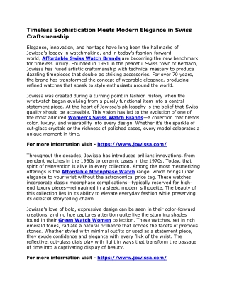 Timeless Sophistication Meets Modern Elegance in Swiss Craftsmanship