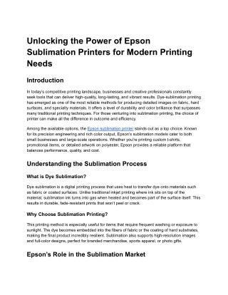 Epson Sublimation Printer