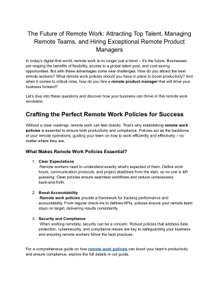 The Future of Remote Work_ Attracting Top Talent, Managing Remote Teams, and Hiring Exceptional Remote Product Managers