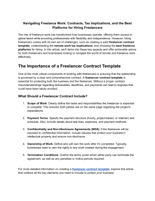 Navigating Freelance Work_ Contracts, Tax Implications, and the Best Platforms for Hiring Freelancers