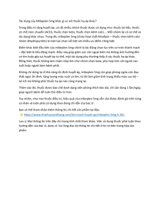 Tac dung cua Mibeplen 5mg khac gi so voi thuoc ha ap khac