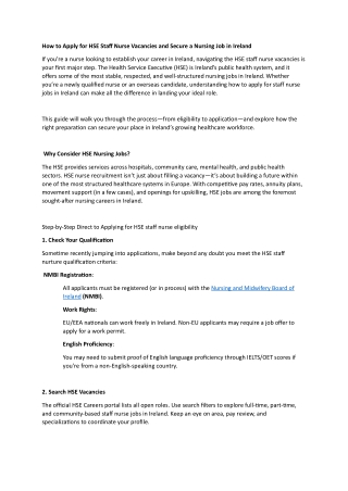 HSE Staff Nurse Vacancies