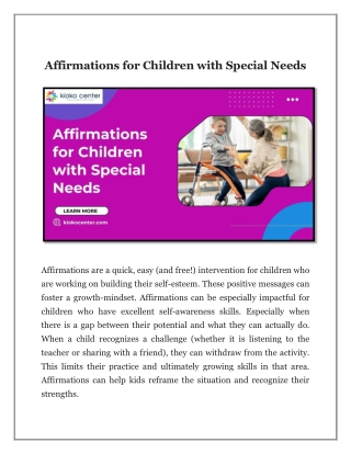 Affirmations for Children with Special Needs