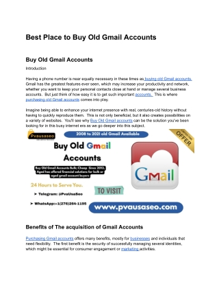 Best Place to Buy Old Gmail Accounts
