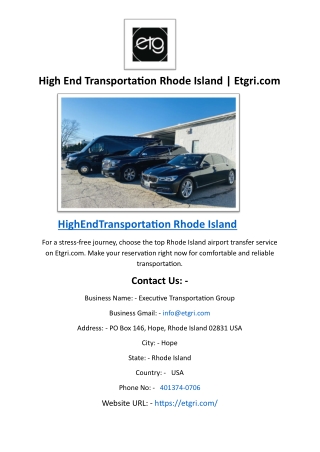 High End Transportation Rhode Island