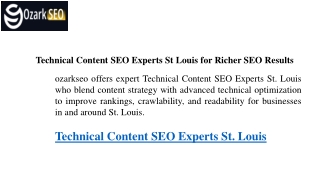 Technical Content SEO Experts St Louis for Richer SEO Results