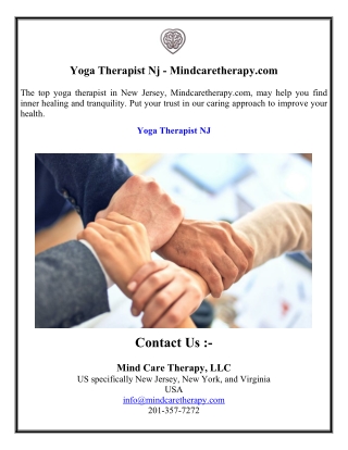 Yoga Therapist Nj - Mindcaretherapy.com