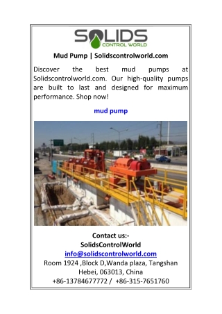Mud Pump  Solidscontrolworld.com
