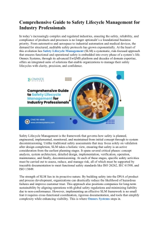 Comprehensive Guide to Safety Lifecycle Management for Industry Professionals